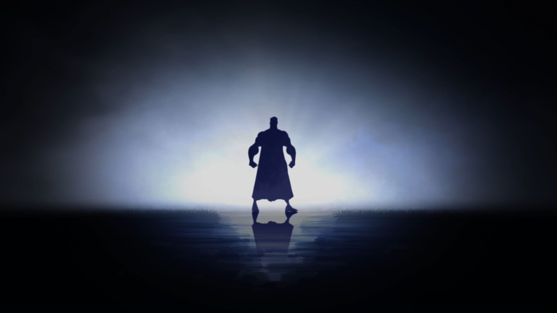 SuperHero Silhouette in Smoky Blue Atmosphere