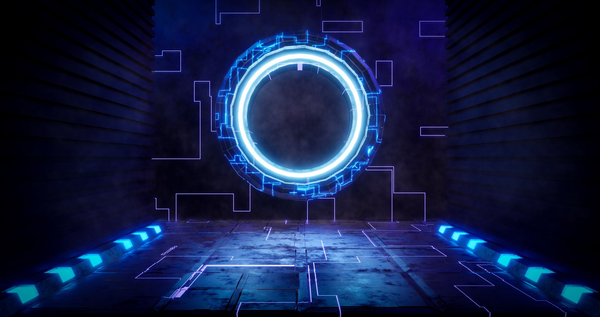 3d rendering sci fi metal corridor background.